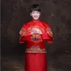 Мужской Cheongsam этническая одежда китайский древний костюм мужской традиционный свадебное платье красный ну вечеринку платье винтаж жених платье