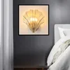 Nordic Modern Crystal Amber Glass Shell Wall Light Copper Retro Wall Lamp Living Room Background Bedroom Lamp Indoor Lighting Fixtures