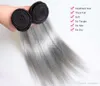 VMAE capelli umani grigi lisci indiani brasiliani intrecciati 3 pezzi / lotto Ombre 1b / grigio colore misto grigio argento vergine