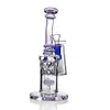 Bong viola con foro Bong in vetro per acqua Vetro Dab Rigs Percolatore Dab Rig Bong in vetro Pipa ad acqua Recycler Base spessa 14mm Collettore per fumatori