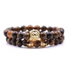 8mm Lava Stone Bead Lion Charm Bracelet 2PCS/set Couple Buddha Bracelets Natural Stone Bangle Men Women Pulseras Hombre Vintage Jewelry