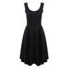 小さなスマートブラックドレス女性古典的なドレスエレガントなコットンブレンド夏のノースリーブラインバックジッパーショートワンピーススカート