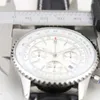 新しいスポーツ日時計クロネメタナビマークォーツクロノグラフ腕時計メンズクラシック腕時計ホワイトダイヤルブラックレザーストラップ