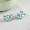 LuckyShine Europa popolare nuovo argento gemma di topazio blu per gioielli di moda da sposa con orecchini a bottone da donna spedizione gratuita