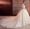 Vintage Off The Shoulder Lace Wedding Dresses 3D-Floral Appliques Pearls Lace-up Back Cheap Bridal Wedding Ball Gowns vestidos de novia 180N