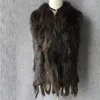 Kvinnors västar Vinterrockar för kvinnor Orange Ärmlös Cardigan Lady Vest Kvinnlig Stickad Naturlig Fur Raccoon Dog Collar Trim Coat1