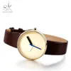 CWP 2021 Shengke Top Brand Luxury Simple Wrist Watch Brown Cuero Mujer Causal Estilo Moda Diseño Moda Relojes Mujer