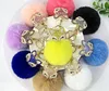 Fox Head Rabbit Fur Ball Keychain Soft Metal Key Chain Poms Bag Accessory