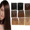 Extra thick Clip In Human Hair Extentions Silky Straight 7A 100% Virgin Human Hair Extensions Clip In Remy Hair StraFull Head Mix Colo