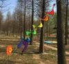 All'aperto Arcobaleno Spirale Mulino a vento Manica a vento Giardino Decorare Durevole Ruotare Girandola a vento portatile Nastro colorato per maglieria pieghevole