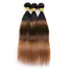 # 1B / 4/30 Dark Auburn Ombre Malaysian Hair 3Bundles avec 4x4 Lace Closure Noir brun à Auburn Straight Trames de cheveux humains avec fermeture