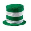 Irish Green White Stripe Top Hat Carnival Hats Show Cap st. Patrick Costume Day Party HatTall