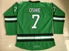 North Dakota Fighting Sioux Hawks 11 Zach Parise 9 Jonathan Toews 7 TJ Oshie 화이트 블랙 그린 스티치 대학 UND 하키 유니폼 S-3XL