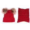 Chapeau d'hiver écharpe garçons filles Pom Pom casquette ensemble enfants hiver tricoté coton bonnets mignon fourrure boules bébé chaud casquettes foulards ensemble LJJA3085660639