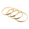 Novas 4 pcs Mulheres Openable Matte Simples Padrão Cuff Braceletes Cor de Ouro Pull Bangles Partido de Casamento Dubai Gold Etiópia Jóias