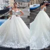 New Vintage Cheap Sexy Arabic Long Sleeves Off Shoulder Ball Gown Wedding Dresses Lace Appliques Court Train Plus Size Formal Bridal Gowns