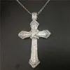 Vecalon Fashion Hiphop Big Cross Hanger 925 Sterling Zilver Diamond Party Bruiloft Hangers met Ketting Voor Vrouwen Mannen Sieraden