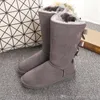 Winter Hohe Stiefel WGG 7308 Bowtie Kristall Damen Australien Klassische Mode Marke Knie Halbe Stiefel Schwarz Grau Kastanie Frauen Mädchen Schnee Stiefel