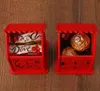 Exquisite House Shape Wedding Candy Box Chiński styl Czerwony Drewniane Czekoladowe Candy Boxes Party Decoration