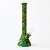 12" Silicone Bong Beaker Water Bong Hookahs with glass bowl Printing Dab Oil Rig Glass Pipe smoke accessory