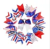 8 '' Grandes 4 de julio Cheer Bows Bandera americana hecha a mano Bandas elásticas patrióticas Lazo para el cabello Porristas para niñas Accesorios para el cabello 5 colores