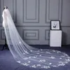 Stock Wedding Veils Pailly Luxury Cathedral Bridal Veils Appliques Lace Edge White One Lagen Custom Made Long Wedding Veil Fast S7350708