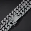 Mens 20mm Cubano Miami Link Chain 16-28inch Gelado Out Strass Hipster Hipster Colar Bling Charms Hip Hop Jóias