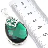 Luckyshine Handmade 6 Pieces Real Huge Water Drop Fire Green Quartz Pendants 925 Sterling Silver Plated Lovers 1.58inch Pendants Jewelry