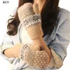 Мода - недавно стильная мода вязать шерсть женщины девушка открытый снежинка теплые варежки перчатки Femme ветрозащитный Femme NO223
