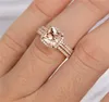 Choucong Unik 3-i-1 Ring Set Rose Gold Filled Diamond Cz Anniversary Bröllop Band Ringar för Kvinnor Bröllop Finger Smycken Gift