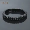 Bracelets de rappeur Hip Hop pour hommes, cristal noir glacé, strass pavés, zircone cubique, bijoux de Tennis, maillon de chaîne Z4Link