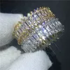 Vecalon classique promesse bague or blanc rempli de diamants cz pierre fiançailles bague de mariage anneaux pour femmes hommes fête bijoux cadeau