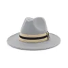 الأزياء الأوروبية الأمريكية شعرت جاز قبعة النساء الرجال واسعة بريم فيدورا القبعات جنتلمان بنما تريلبي كاب عارضة للجنسين مقامر قبعة