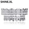 Hip Hop Iced Out Zircon Custom Fit Gold Teeth Grillz Caps Micro Pave Cubic Zirconia Top & Bottom Grills Set for Christmas Gift Women