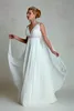 Greek Goddess Wedding Dresses 2019 V Neck Empire A Line Full Length Beading White Chiffon Summer Beach Bridal Gowns with Watteau Train