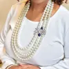 Greek letters Sorority ZPB Multilayer Long Pearl Accessories ZOB ZETA PHI BETA CRYSTAL Pearl Necklace