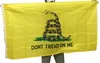 Trampa inte på mig Gadsden Flaggan Banner Hängande Inomhus Utomhusdekor Blekbeständig Canvas Tea Party Flaggor Polyester Mässing Grommet 3 X 5 Ft