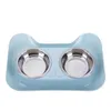 Cute Double Dog Cat Bowls Dog Bowls Stainless Steel Pet Food Water Feeder for Pets Puppy Small Medium Dogs Free shipping