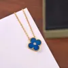 2019 collar más nuevo Edición de Navidad con el cristal de lujo de la joyería pendiente de la hoja del trébol 18K Azul Cuatro para Mujeres