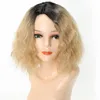 High Quality Cheap Ombre Blonde Wigs 1B/613# Short Bob Curly Wavy Lace Front Wigs Heat Resistant Synthetic None Lace Full Wigs Black Women