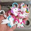 5pcs/Pack Rainbow Unicorn Keychains Set for Girl & Boy - Key Ring Clip for Backpack Decor, Goody Bag