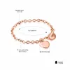Geometric Braceletes 18K Rose Heart Gold Pendant O / T Buckle Elegante Jóias Romantic Designer Para Mulheres Raparigas Belas Amor pulseira Bijoux