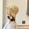 Summer Women Girls Straw Hat Lady 8 Colors Simple Bow Fisherman Hat Trip Crochet Sun Shade Cap Grass Braid Beach Hats M1396