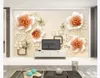 Personnalisé 3d soie peintures murales papier peint 3D en trois dimensions en relief bijoux fleur moderne minimaliste salon européen TV fond