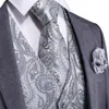 Abito classico nastro Paisley seta jacquard panciotto del fazzoletto dei gemelli Wedding Party Tie Vest uomini di trasporto veloce Set MJ-0103
