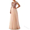 Na stanie Czerwony Tanie Szyfonowe Szyfonowe V Neck Eleganckie Suknie Wieczorowe Długie 2019 Party Prom Suknie Wieczorowe Plus Size Druhna Dresses