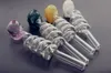 QBsomk Colorful Helix Skull 2.2mm Thickness Pyrex Glass Burner Pipes Curved Glass Oil Burners Pipes Balancer Water Pipe Smoking Pipes Oil