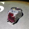 ジュエリーRuby Rings Square Prong setting lings for women女性ジュエリーファッション219n