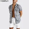 Incerun Fashion Men Printed Hawaiian Shirt Kortärmad 2020 Semester Sommar Lapel Casual Brand Beach Shirts Streetwear Blouse