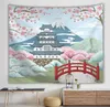 Tecknad japansk Tapestry Scenery Wall Hängande Inredning Sakura Tapestries Cloth Printed Polyester Tapiz House Home Decoration